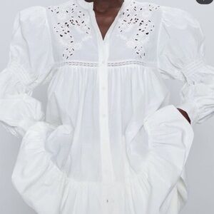Zara White Embroidered Top